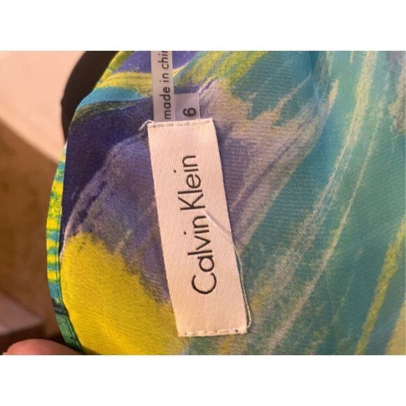 NWT Calvin Klein Spaghetti Strap Maxi Dress Blue/ Green Size 6 ruffled layer - Picture 5 of 13